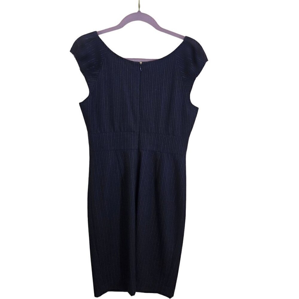 Rebecca Taylor Navy Pinstripe Desk To Date Sheath Dress Size 10 - Picture 3 of 7